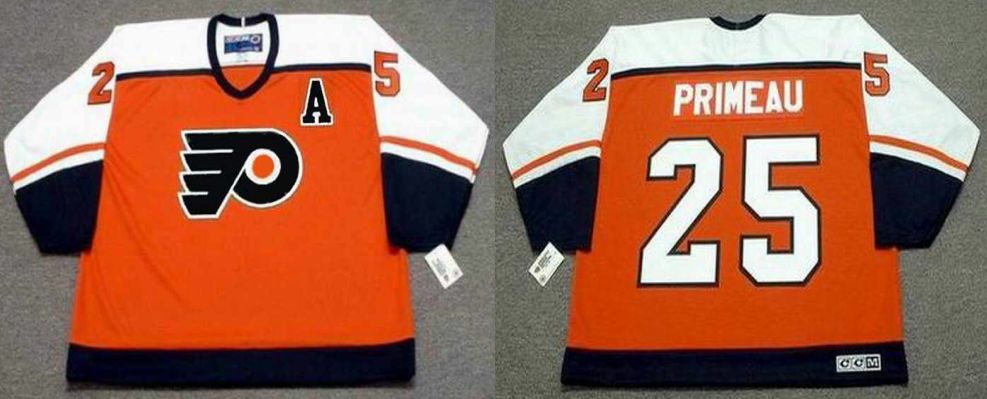2019 Men Philadelphia Flyers #25 Primeau Orange CCM NHL jerseys1->philadelphia flyers->NHL Jersey
